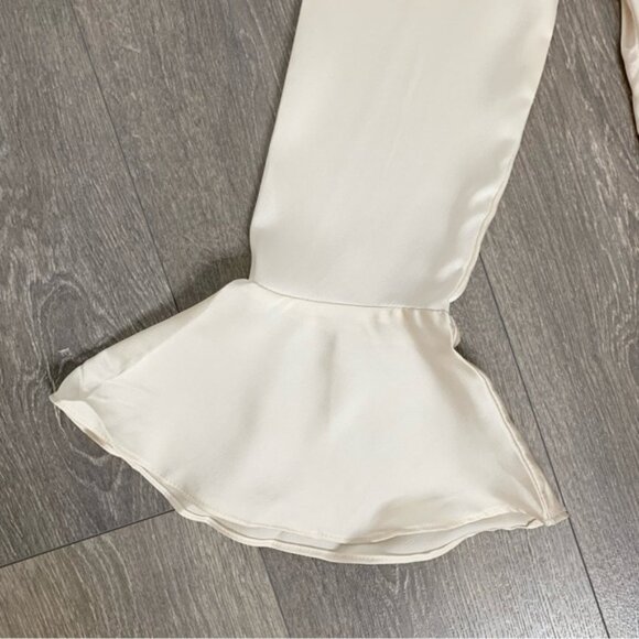 Sabo Skirt Luxe Satin Romper One Shoulder Flare Long Sleeve Playsuit Jumpsuit - Picture 9 of 16